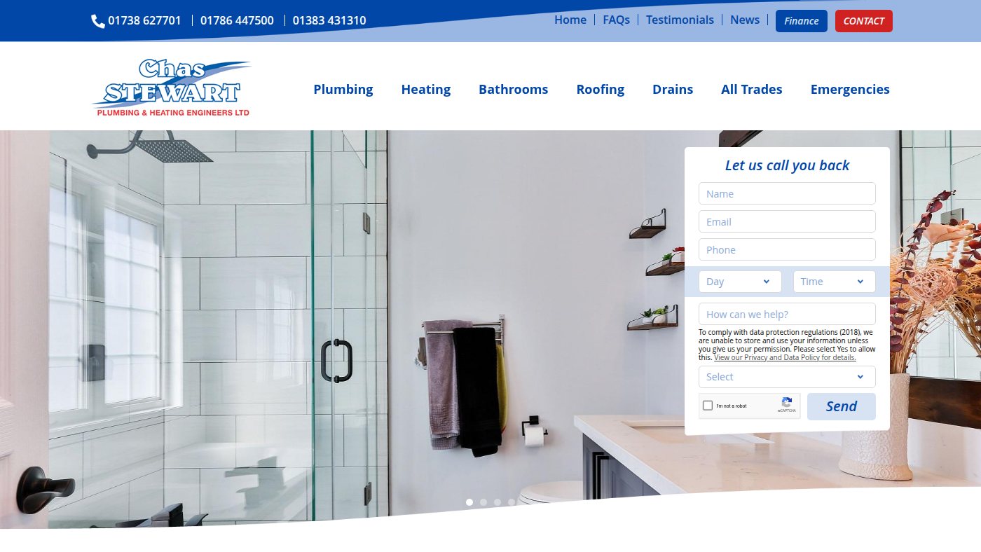 The home page of chasstewartplumbing.co.uk