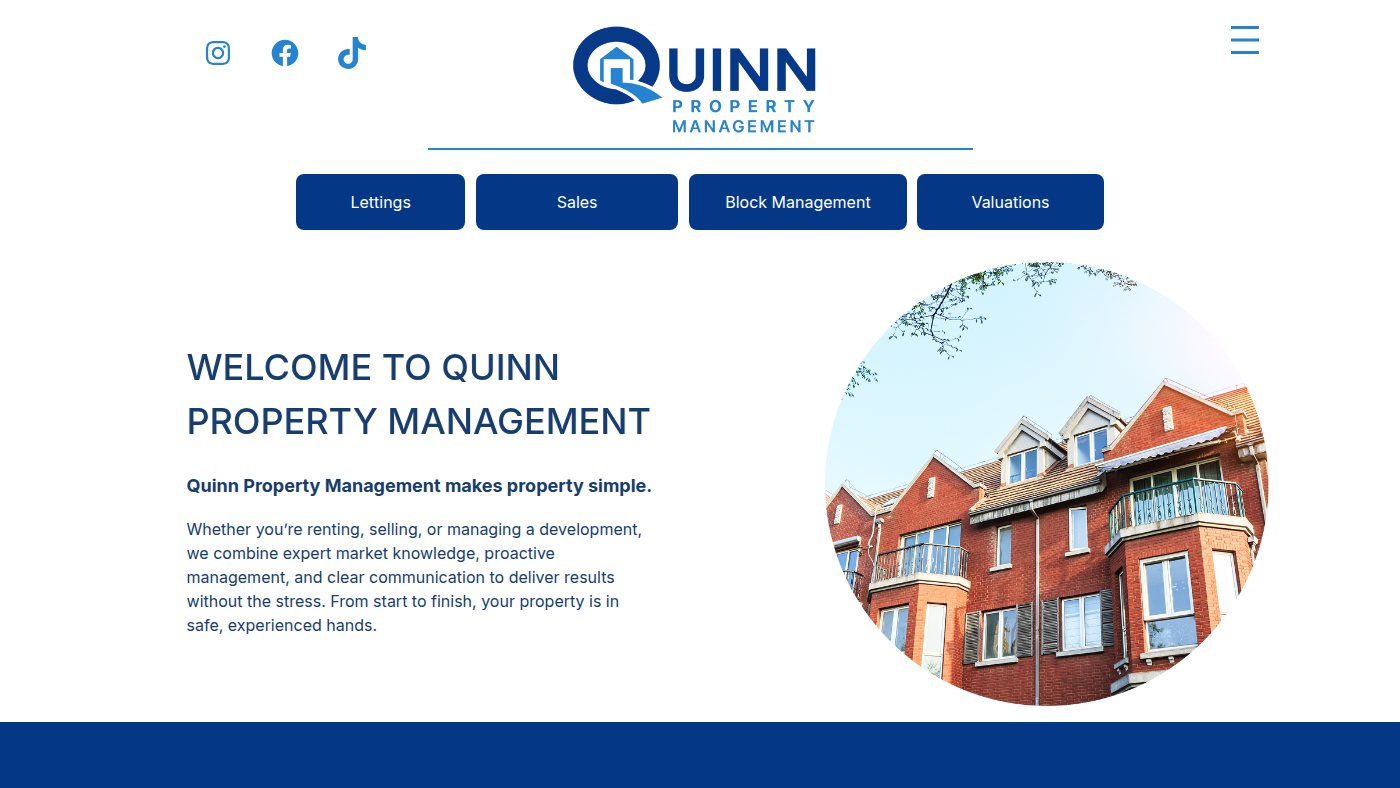 The home page of quinnproperty.com