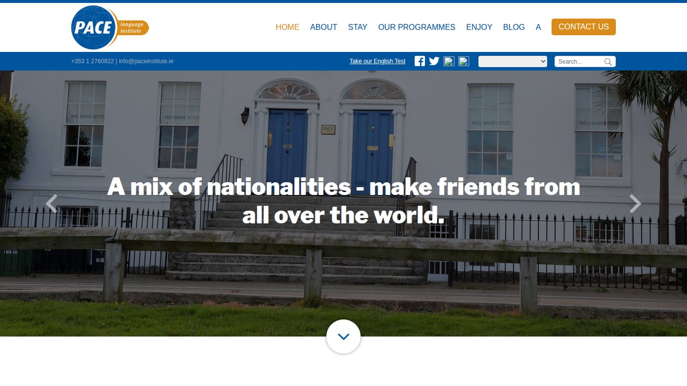 The home page of paceinstitute.ie