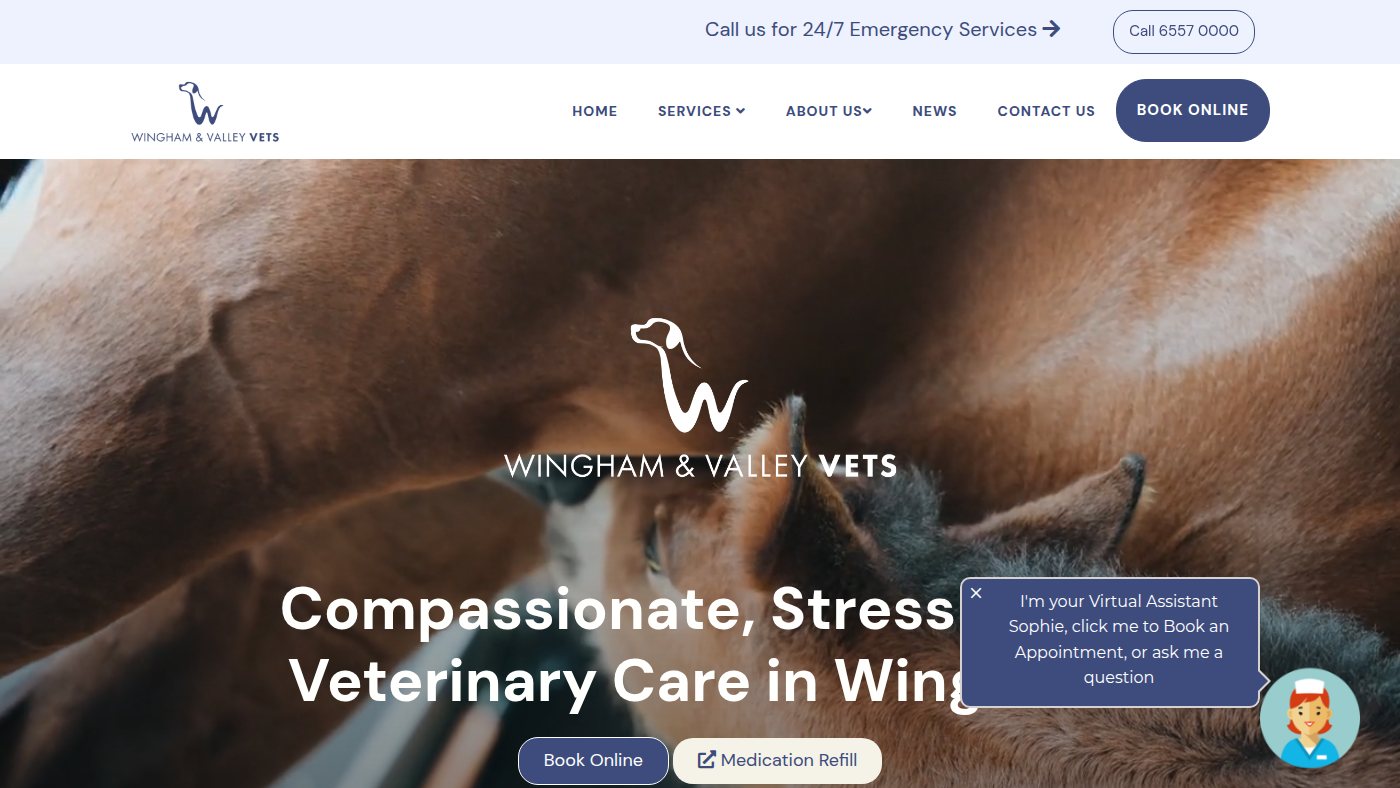 The home page of winghamandvalleyvets.com.au
