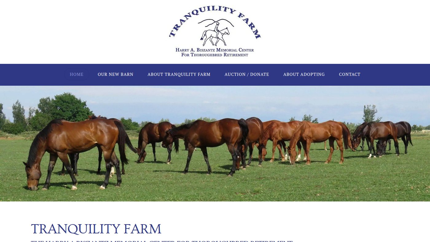 The home page of tranquilityfarmtbs.org