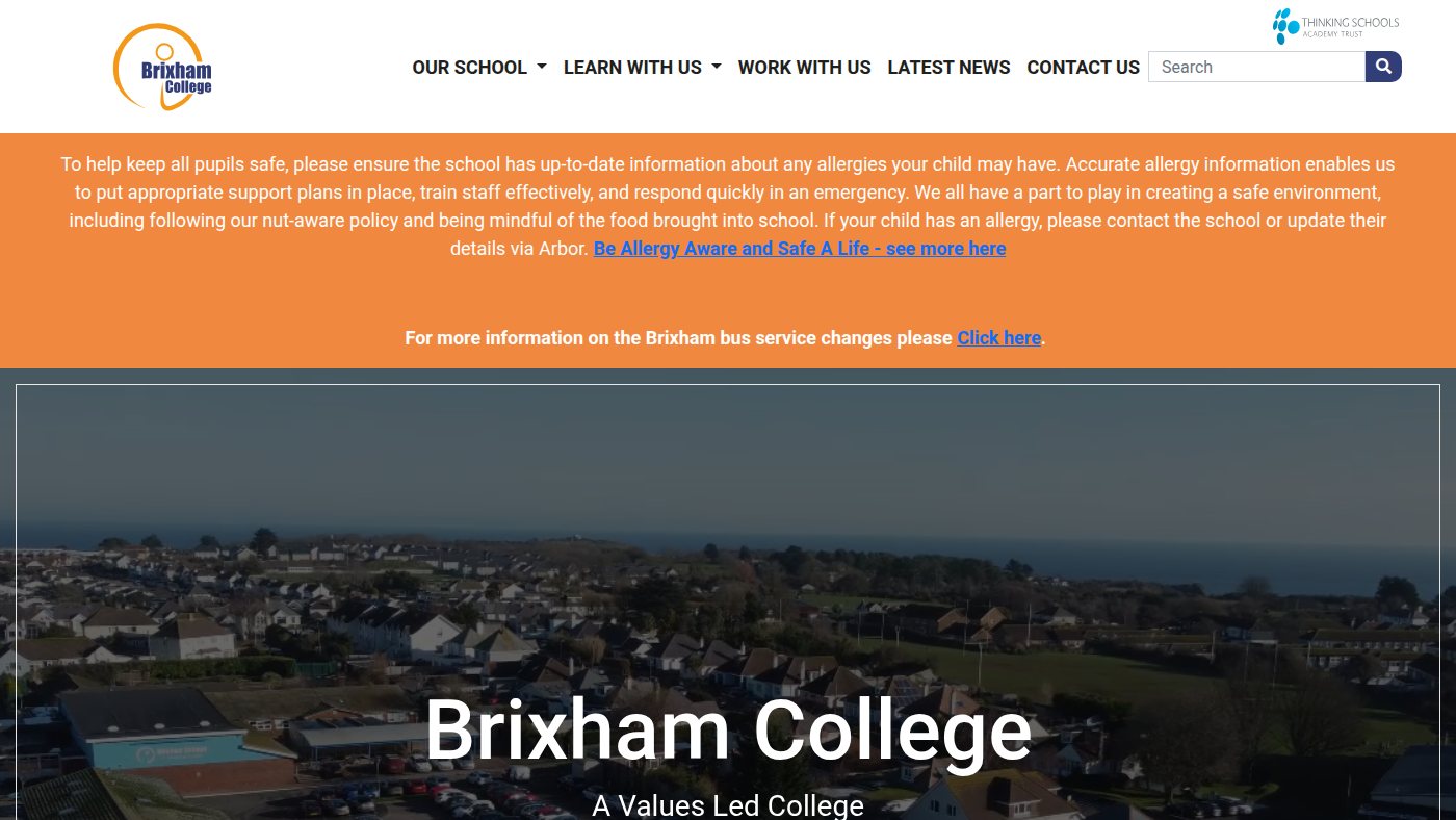 The home page of brixhamcollege.co.uk