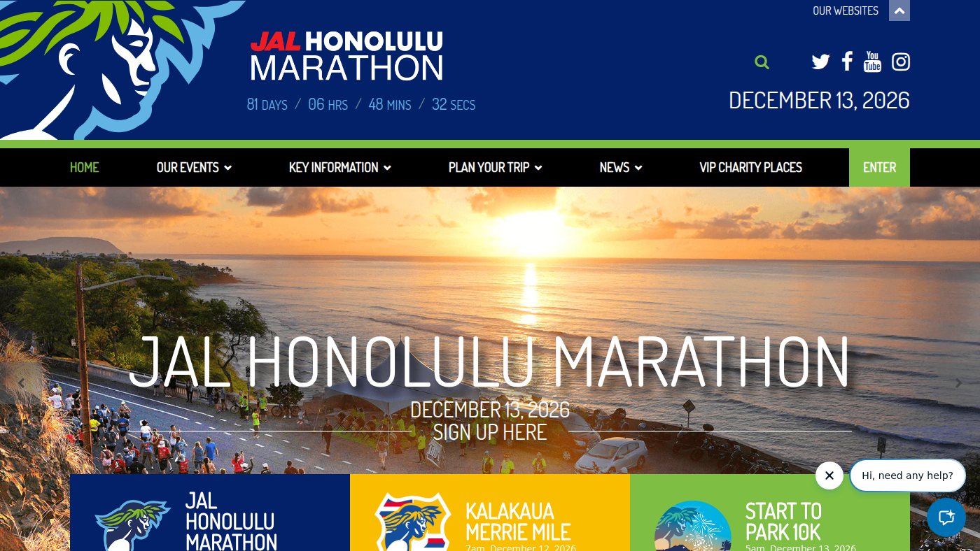 The home page of honolulumarathon.org