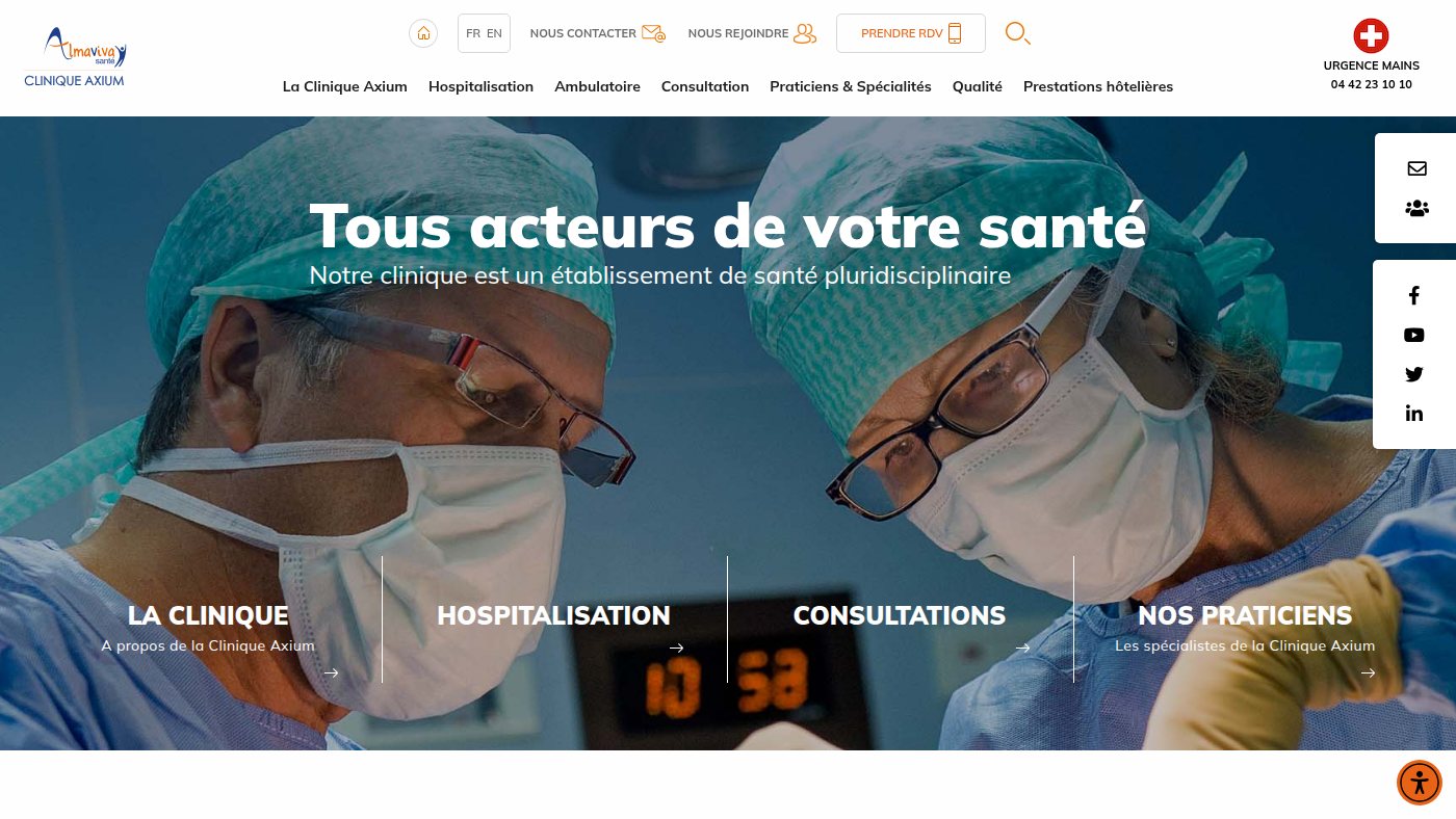The home page of cliniqueaxium.fr