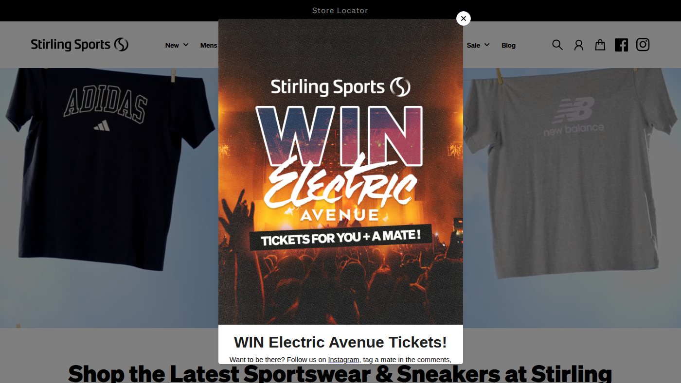 The home page of stirlingsports.co.nz