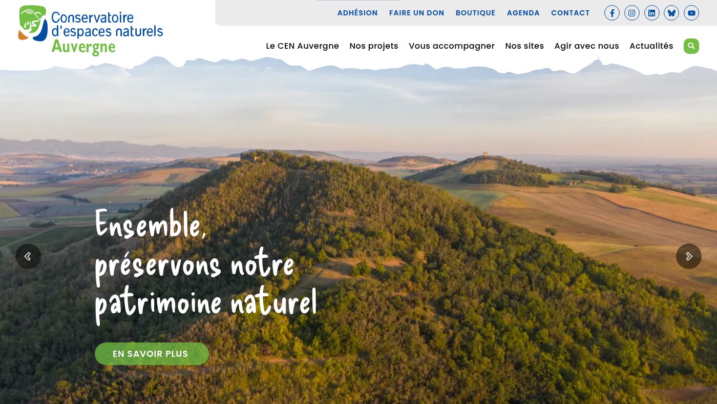 The home page of cen-auvergne.fr