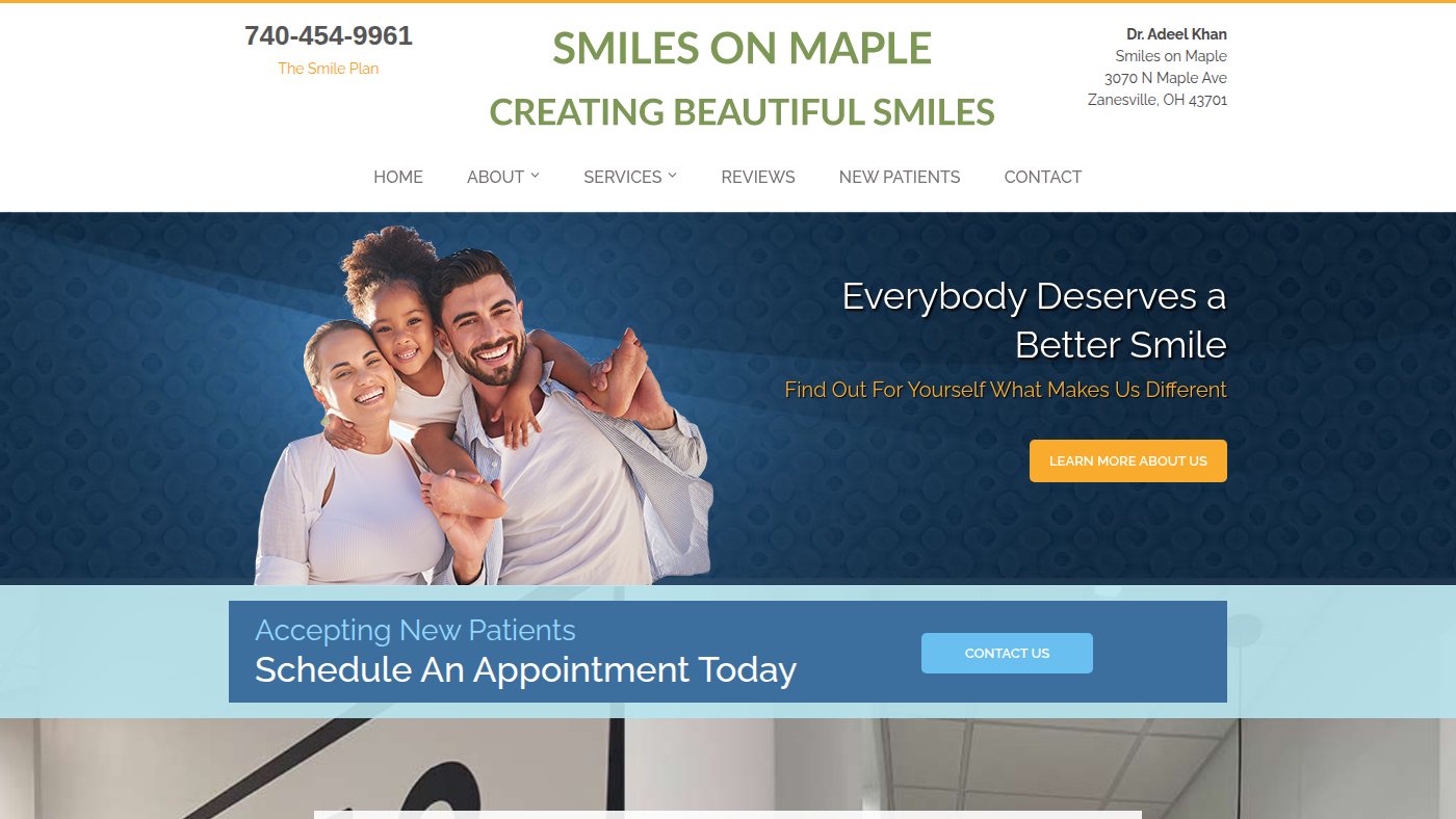 The home page of smilesonmaple.com