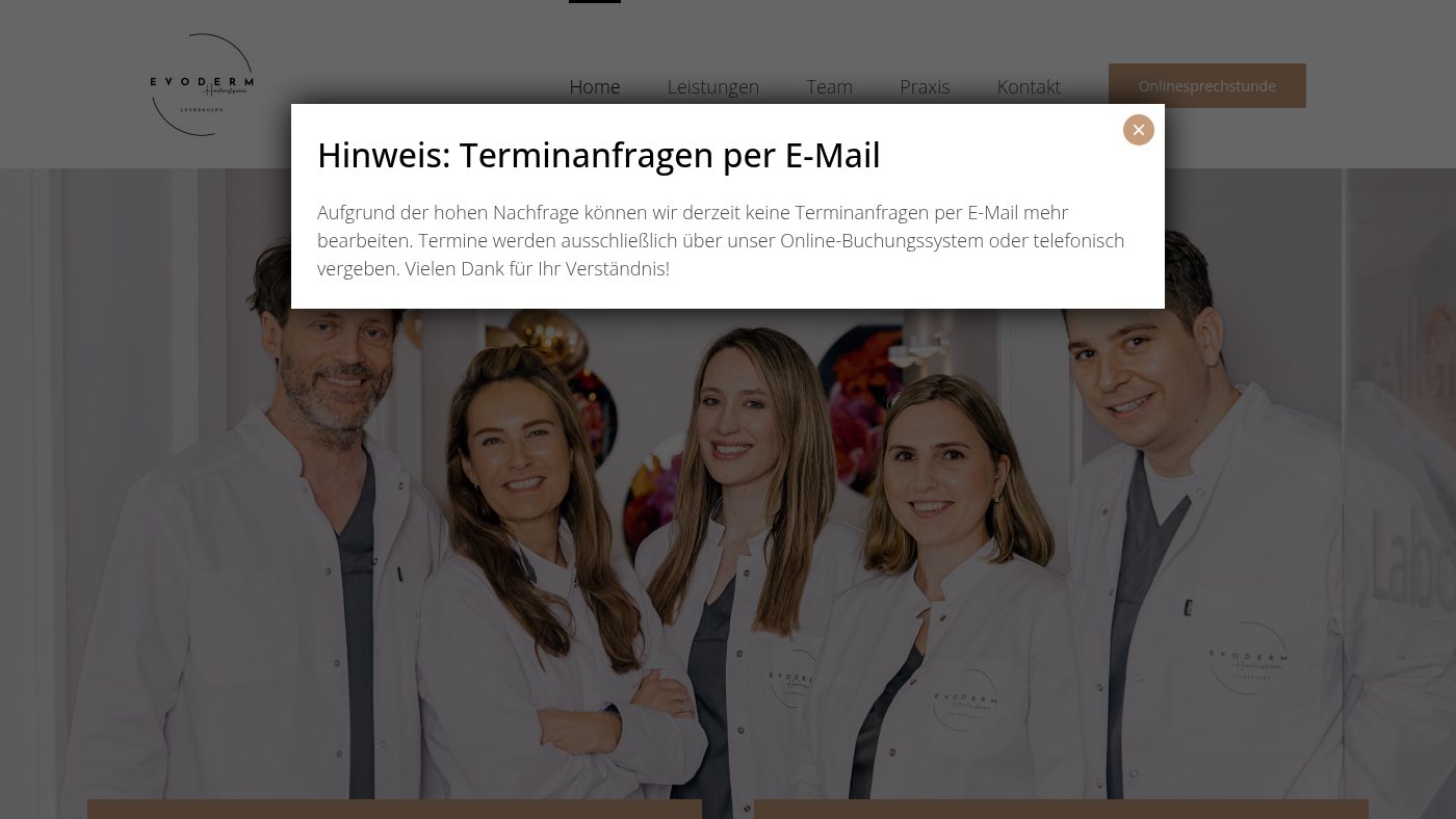 The home page of hautarzt-lev.de