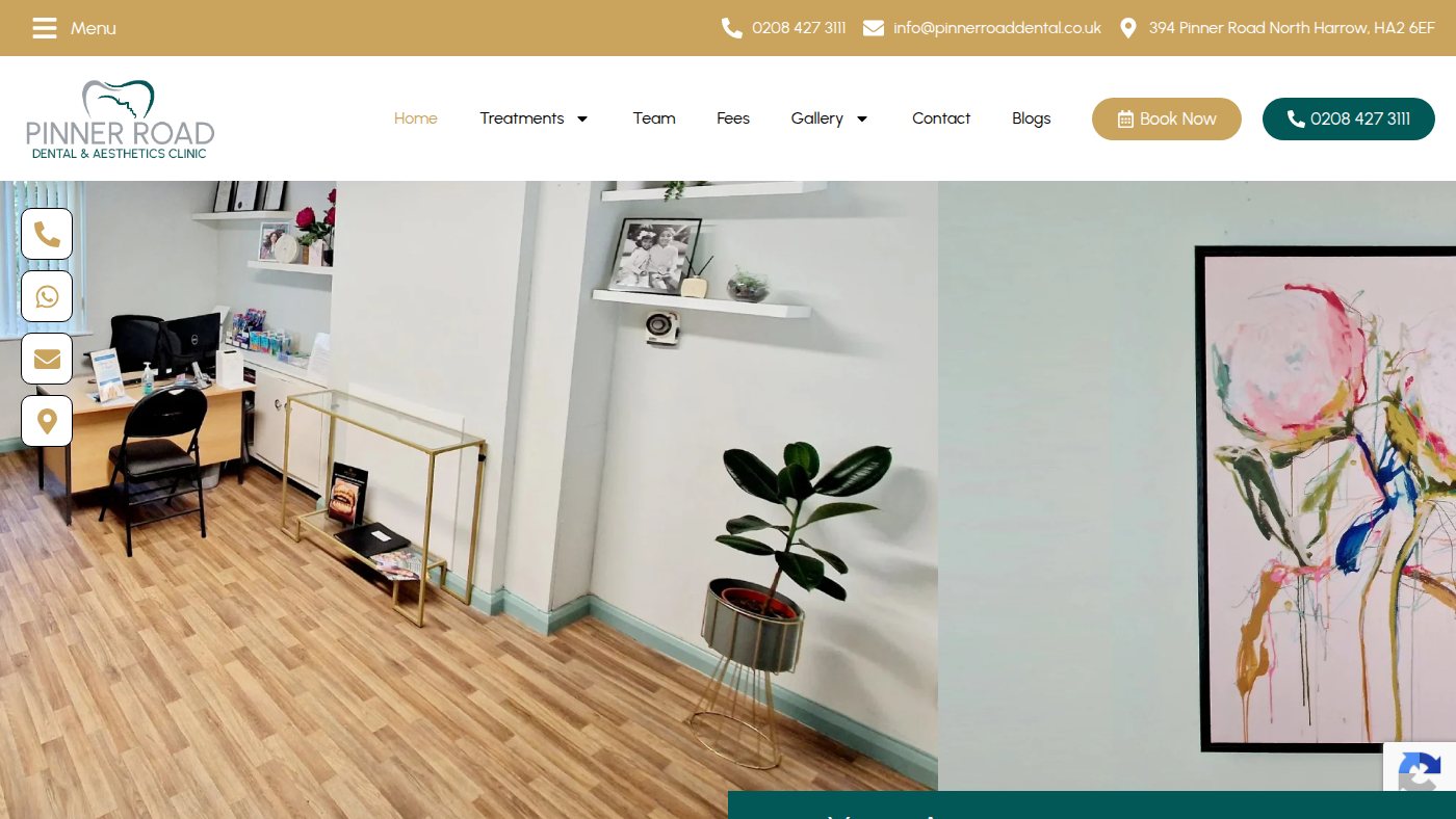 The home page of pinnerroaddental.co.uk