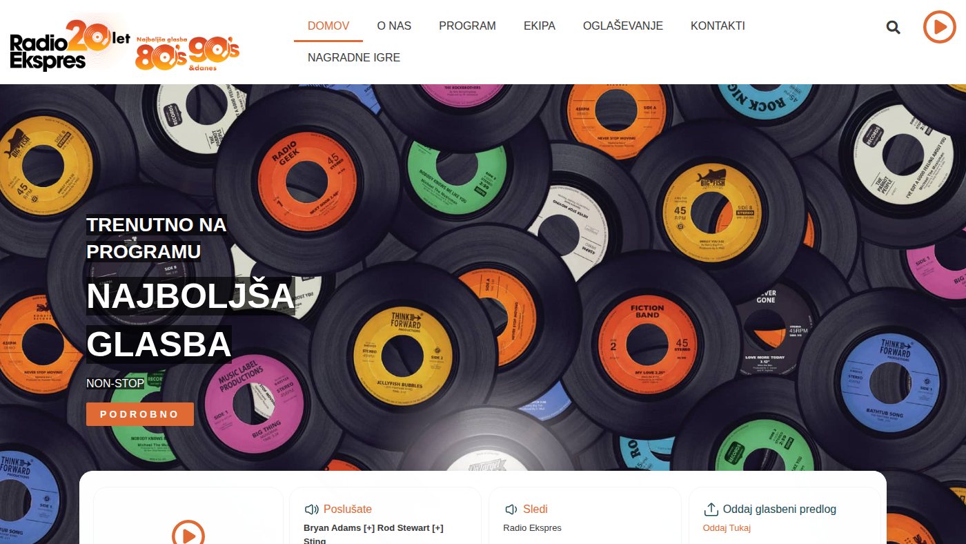 The home page of radioekspres.si