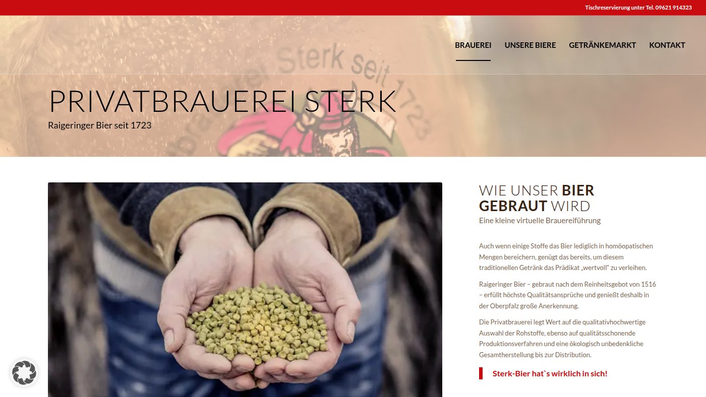 The home page of brauerei-sterk.de