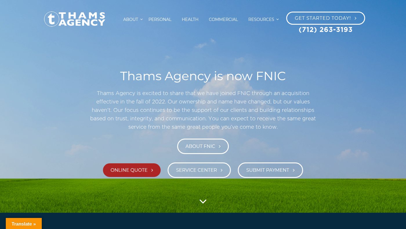 The home page of thamsagency.com