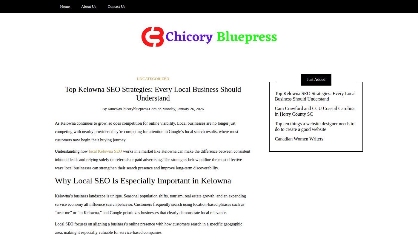 The home page of chicorybluepress.com