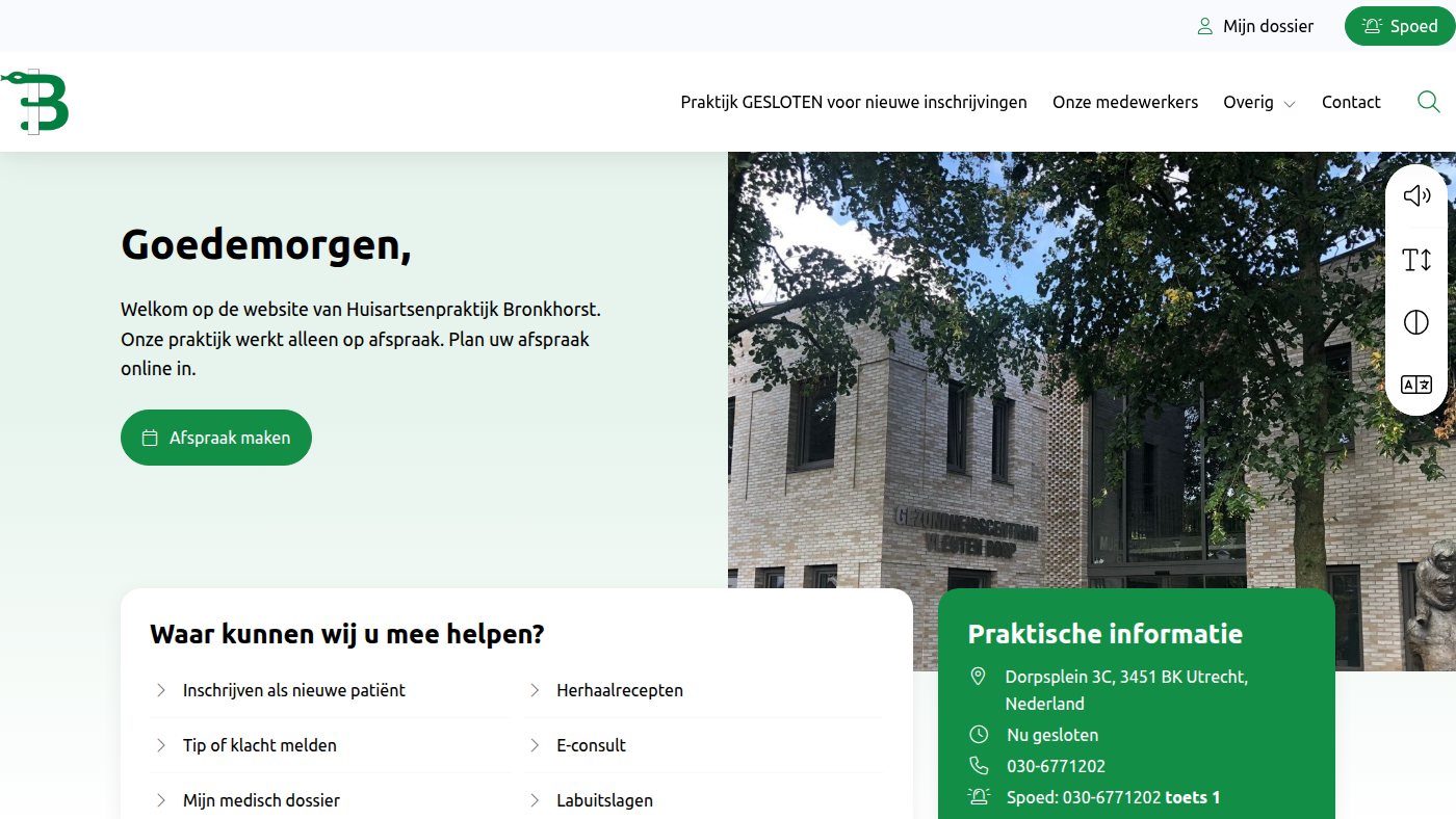 The home page of huisartsenpraktijkbronkhorst.nl