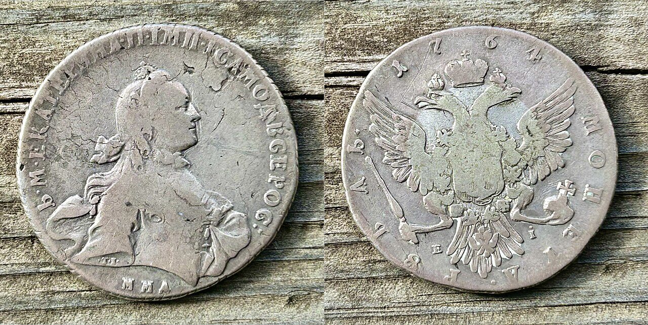 1764, Rouble Catherine II ММД - Krasny Mint