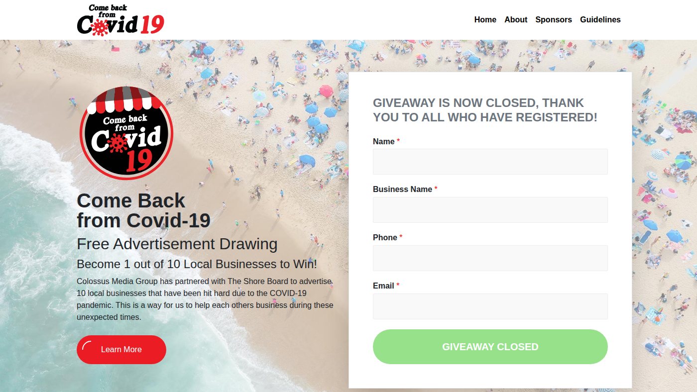 The home page of comebackfromcovid.com