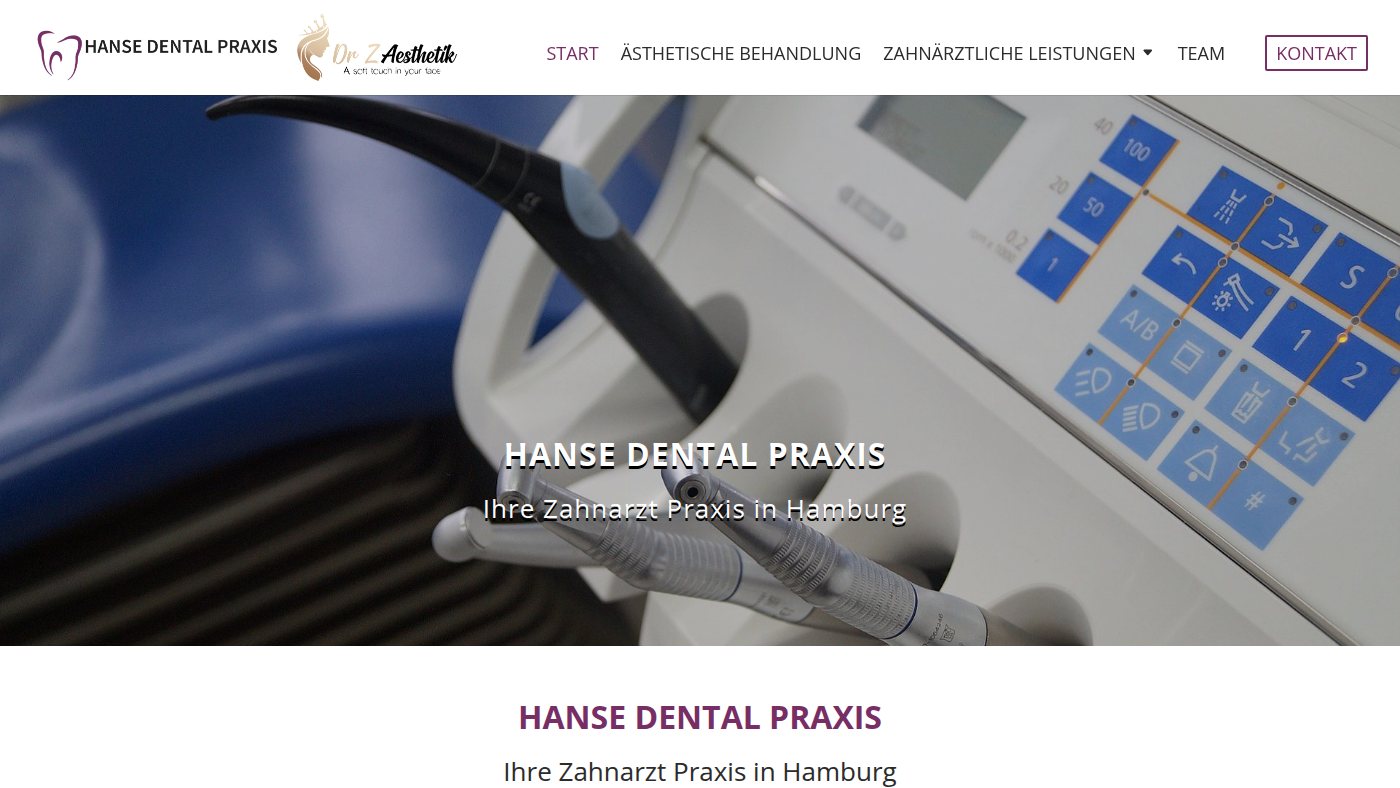 The home page of hansedentalpraxis.de