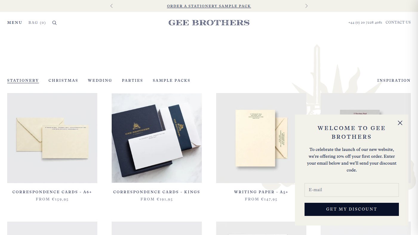 The home page of geebrothers.co.uk