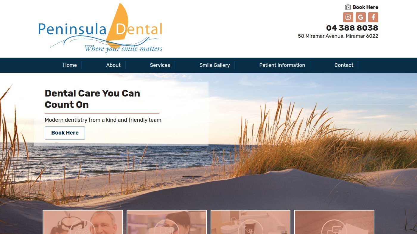 The home page of peninsuladental.co.nz