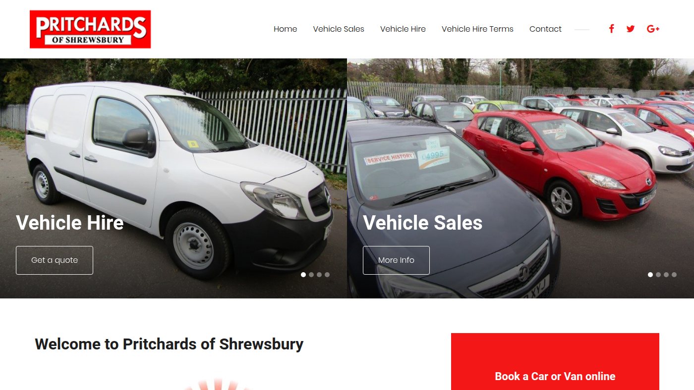 The home page of pritchardsshrewsbury.co.uk