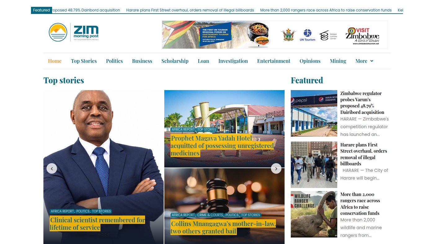 The home page of zimmorningpost.com