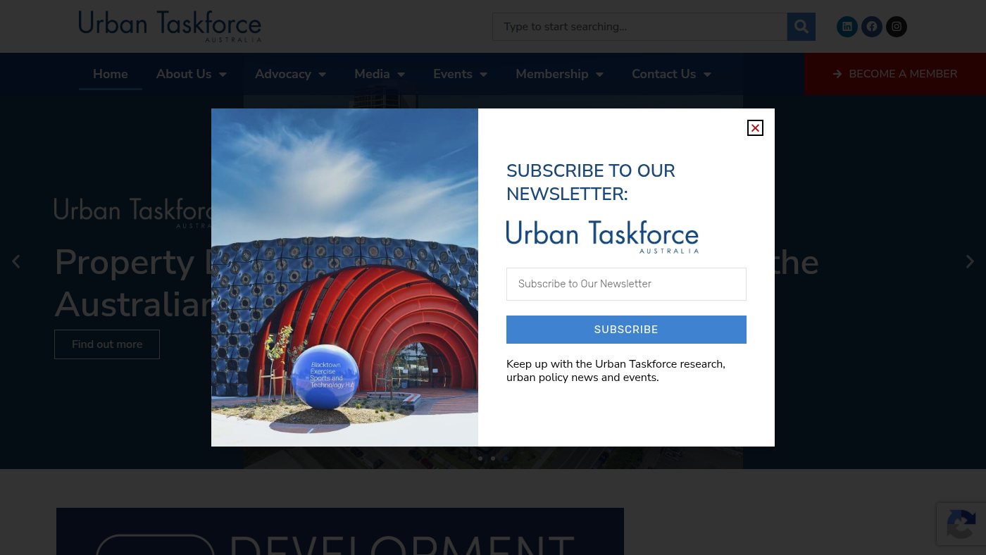 The home page of urbantaskforce.com.au
