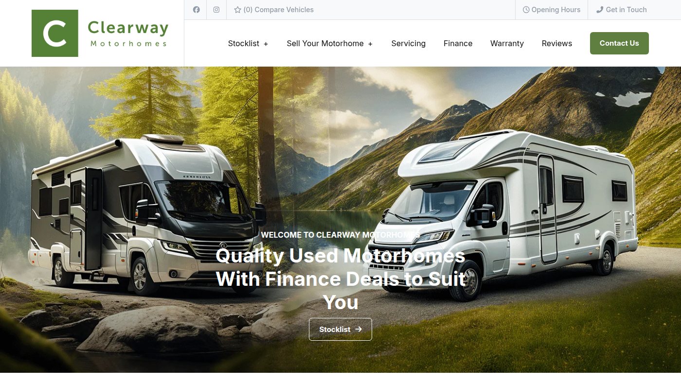 The home page of cmhmotorhomes.co.uk