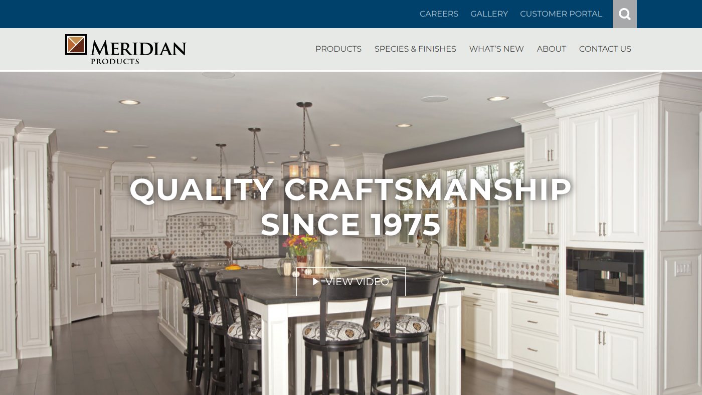 The home page of meridianproduct.com