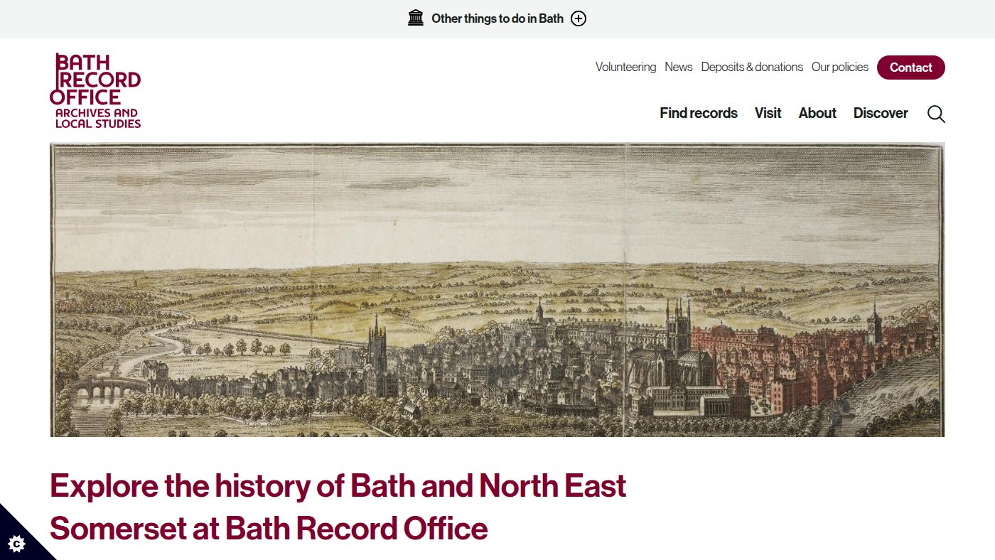 The home page of batharchives.co.uk