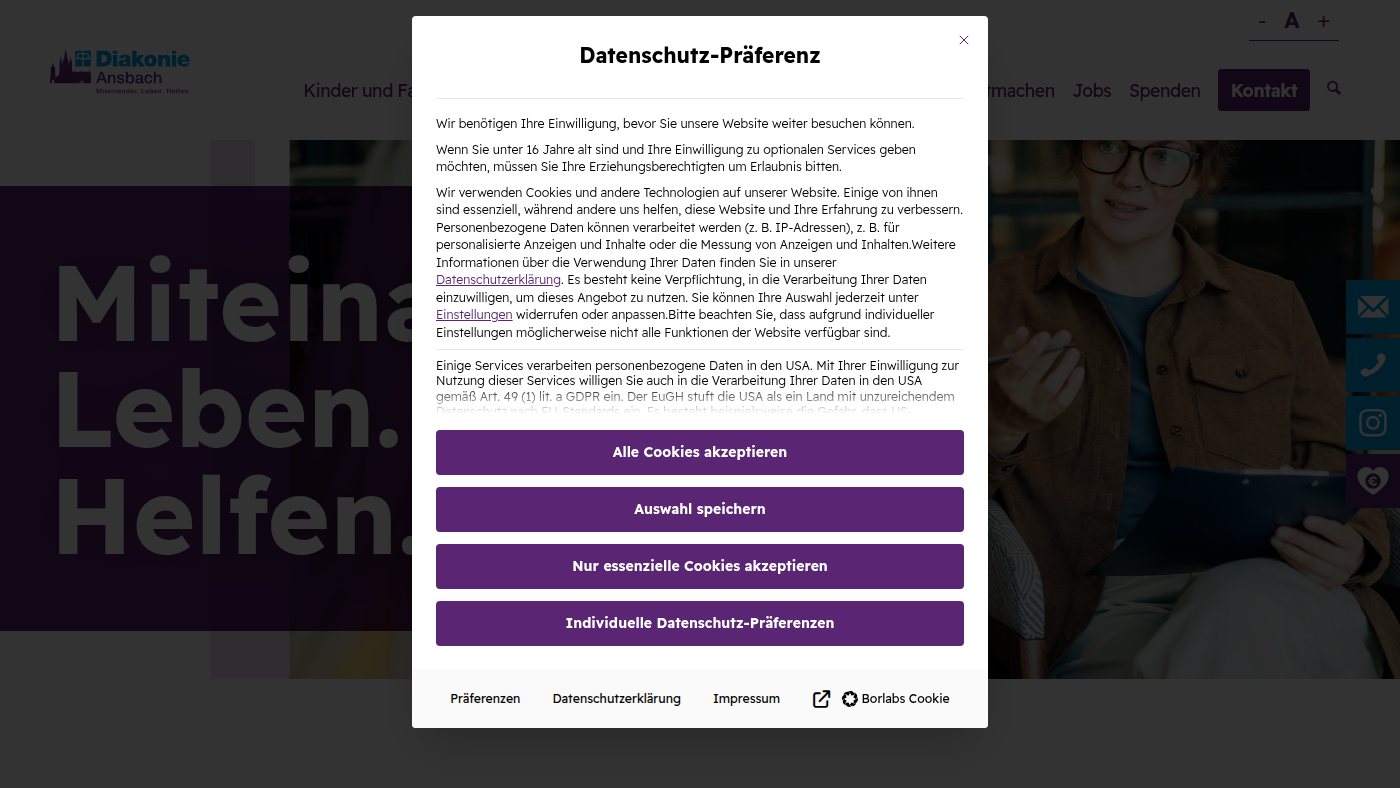 The home page of diakonie-ansbach.de