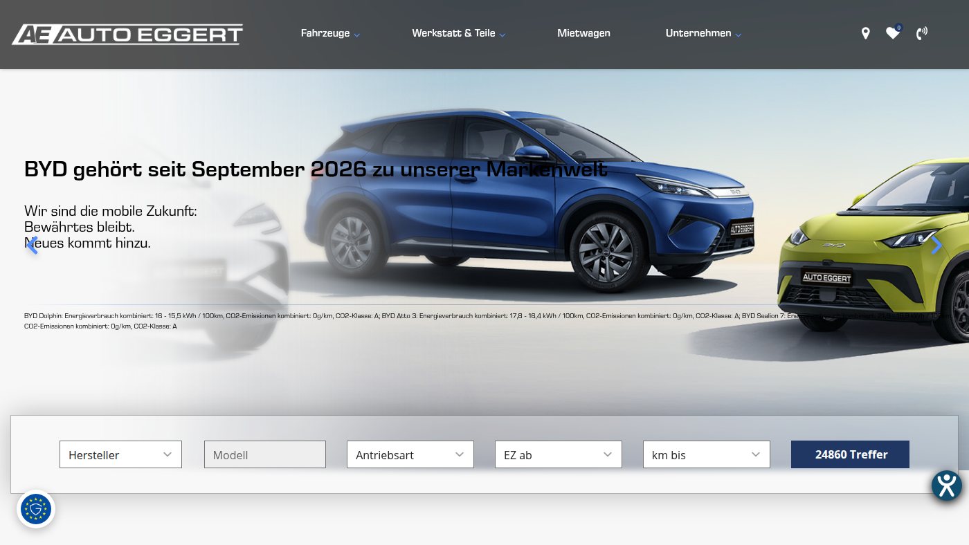 The home page of auto-eggert.com