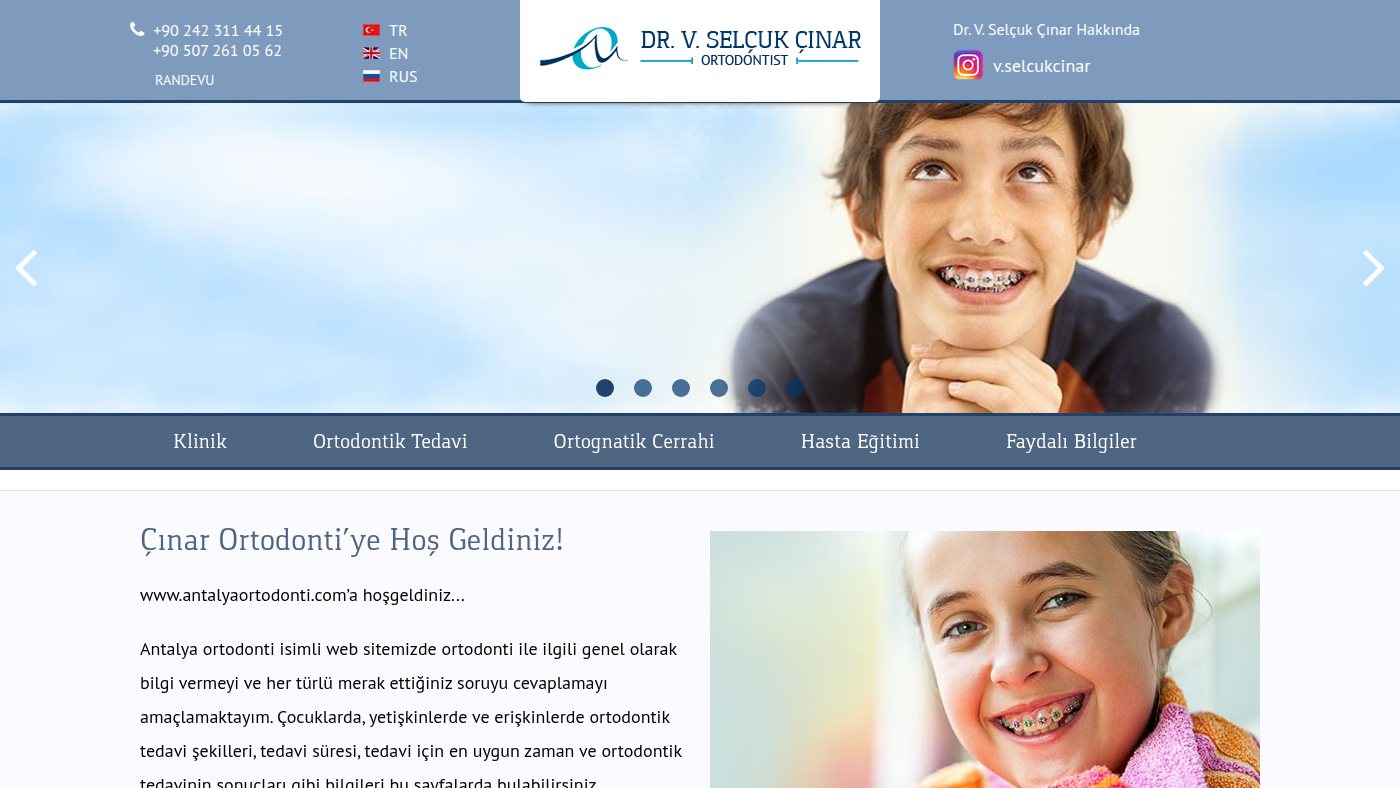 The home page of antalyaortodonti.com