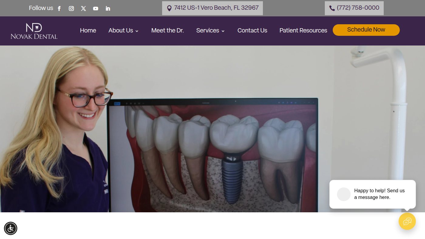 The home page of novakdental.com
