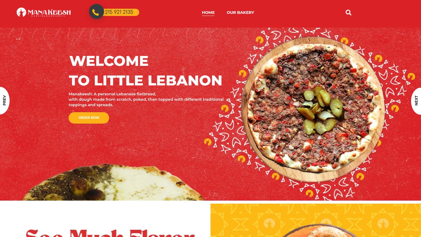 The home page of manakeeshcafe.com