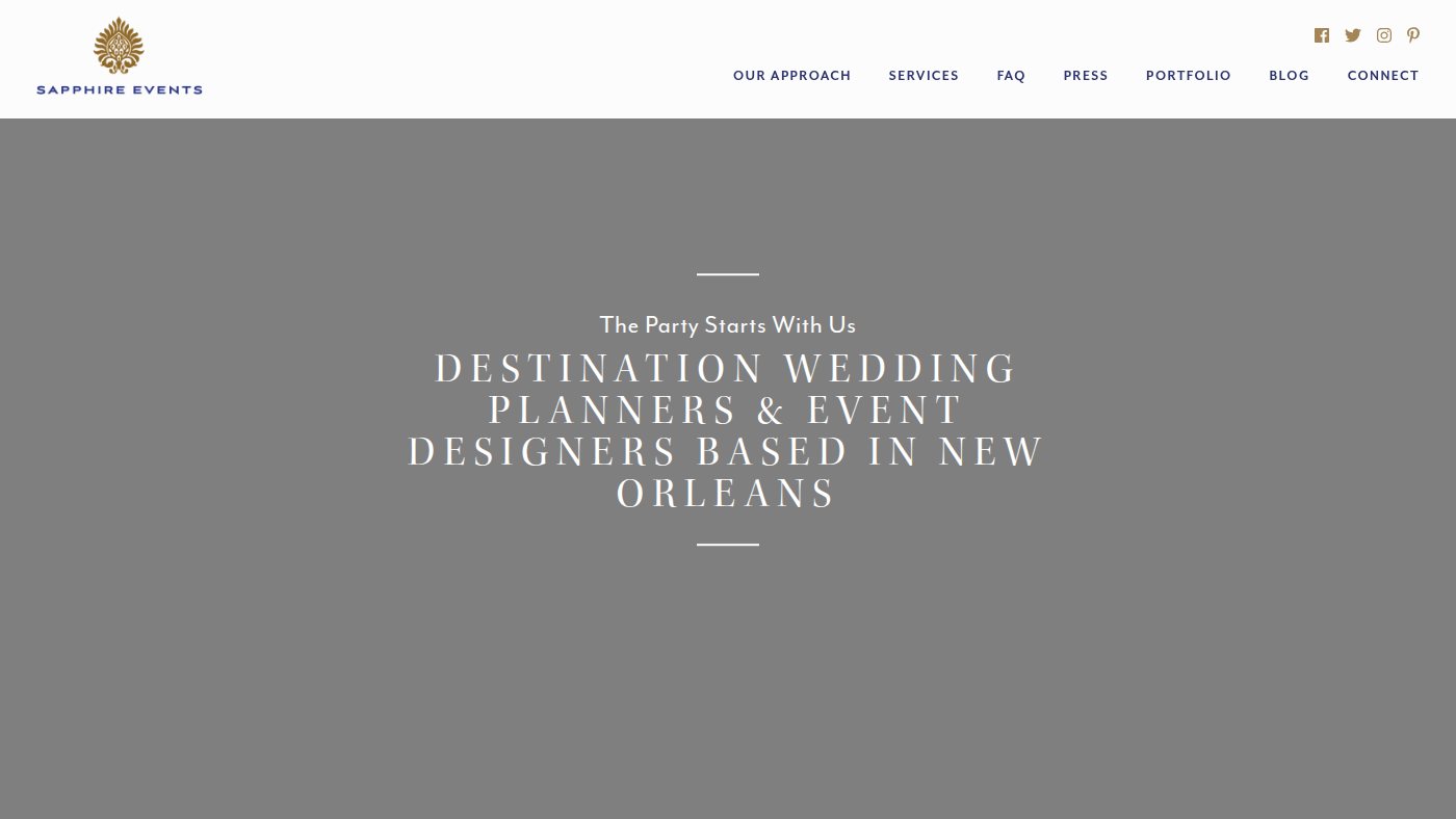 The home page of sapphireevents.com