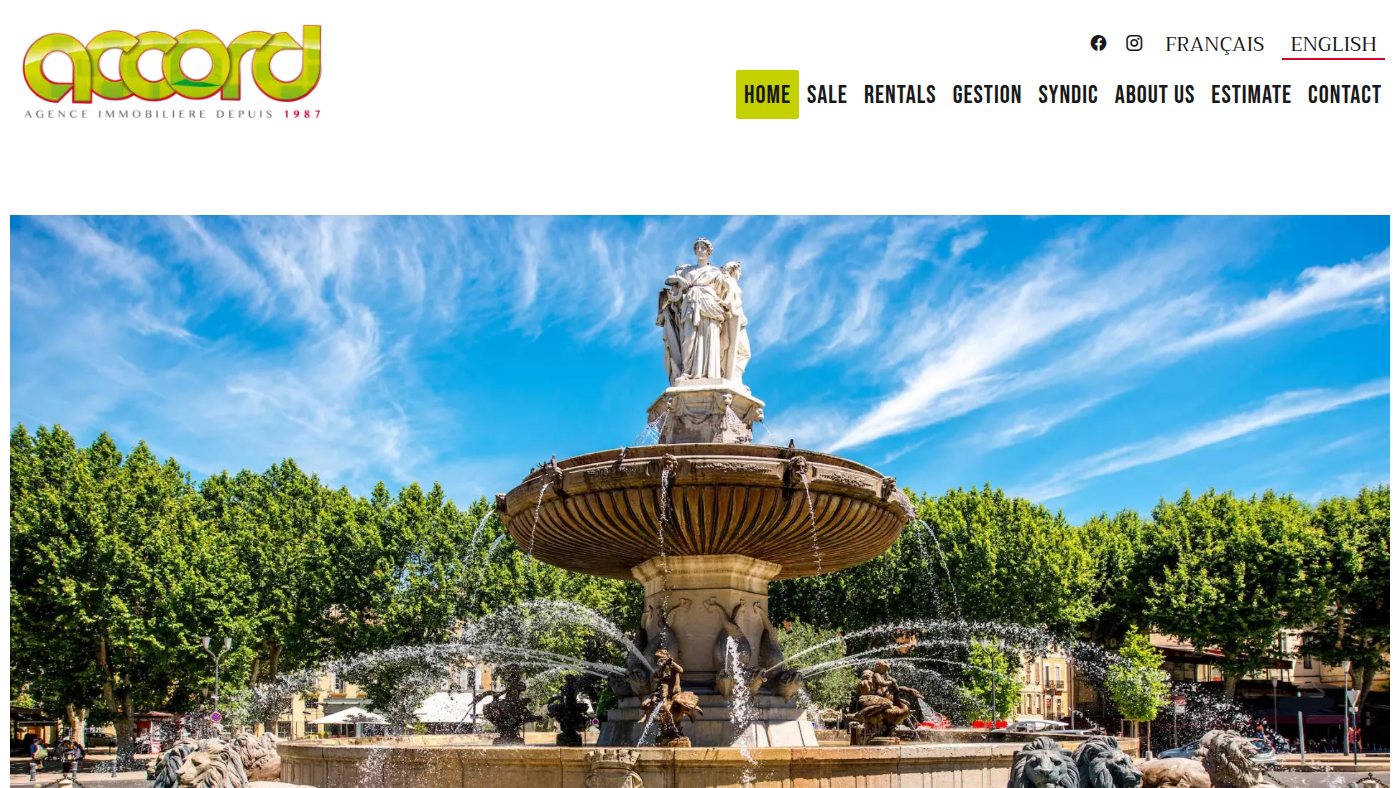 The home page of aix-provence-immobilier.fr