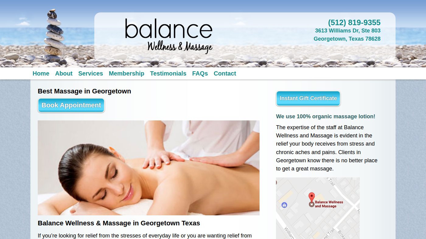 The home page of balancewellnessandmassage.com
