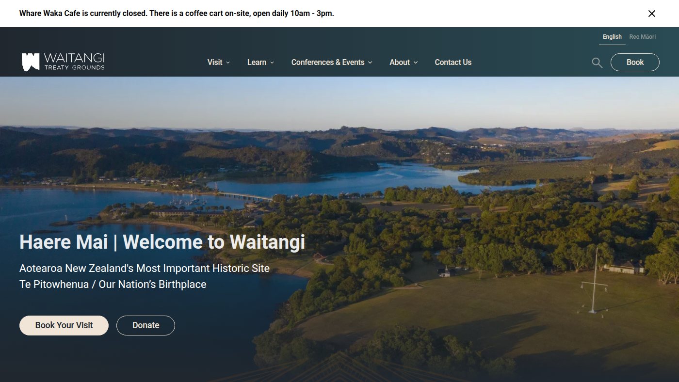 The home page of waitangi.org.nz