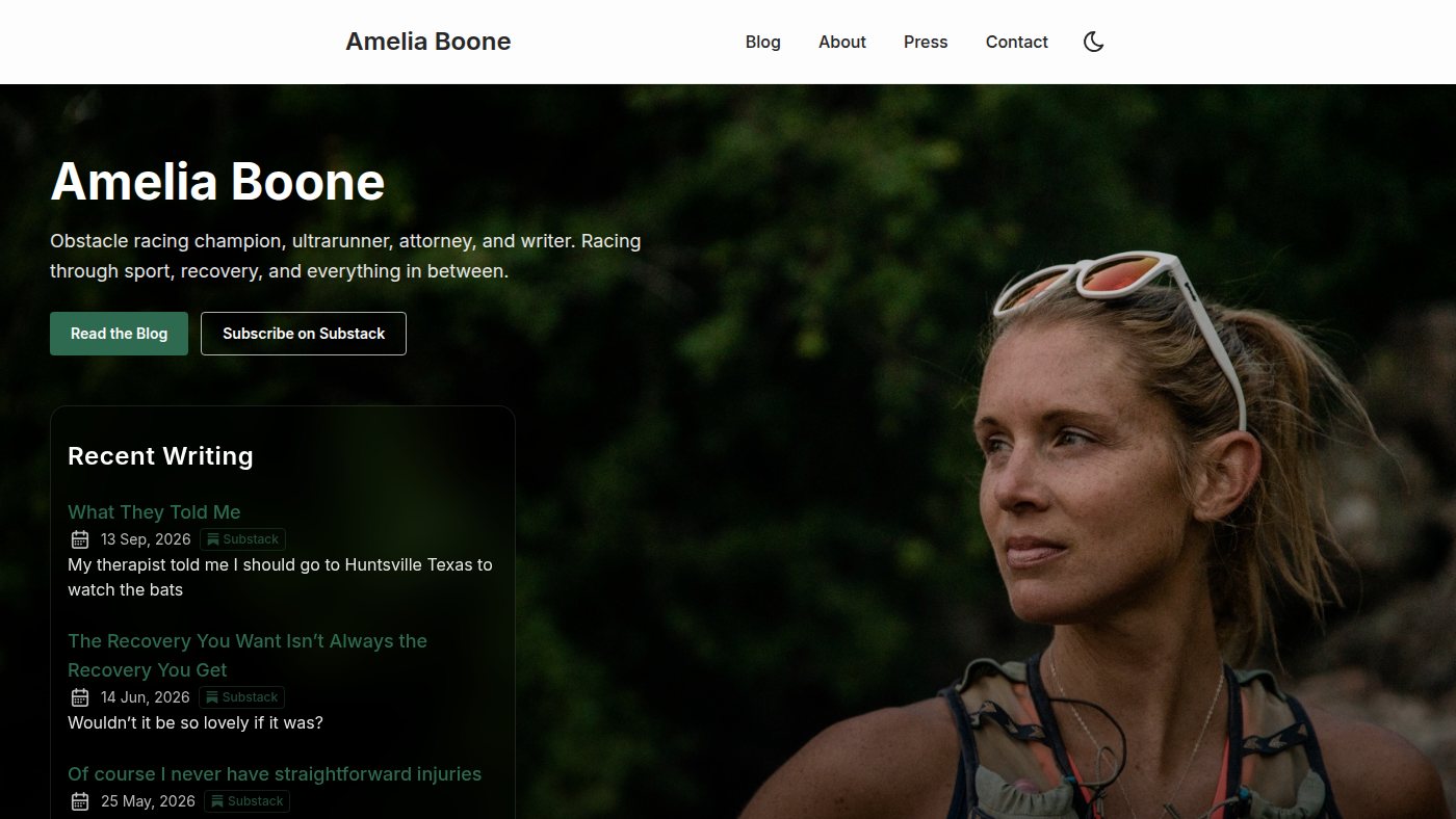 The home page of ameliabooneracing.com