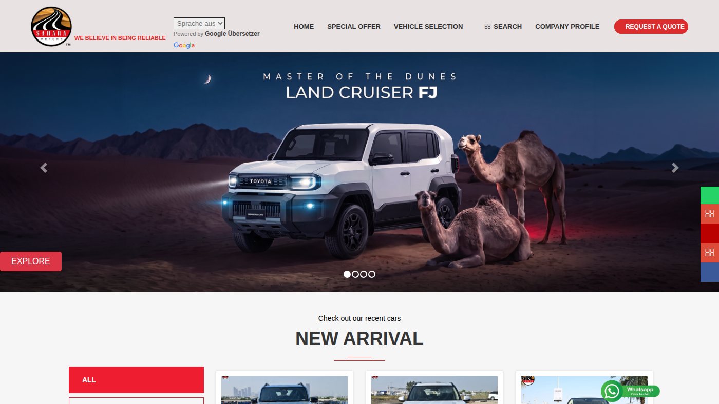 The home page of saharamotorsuae.com