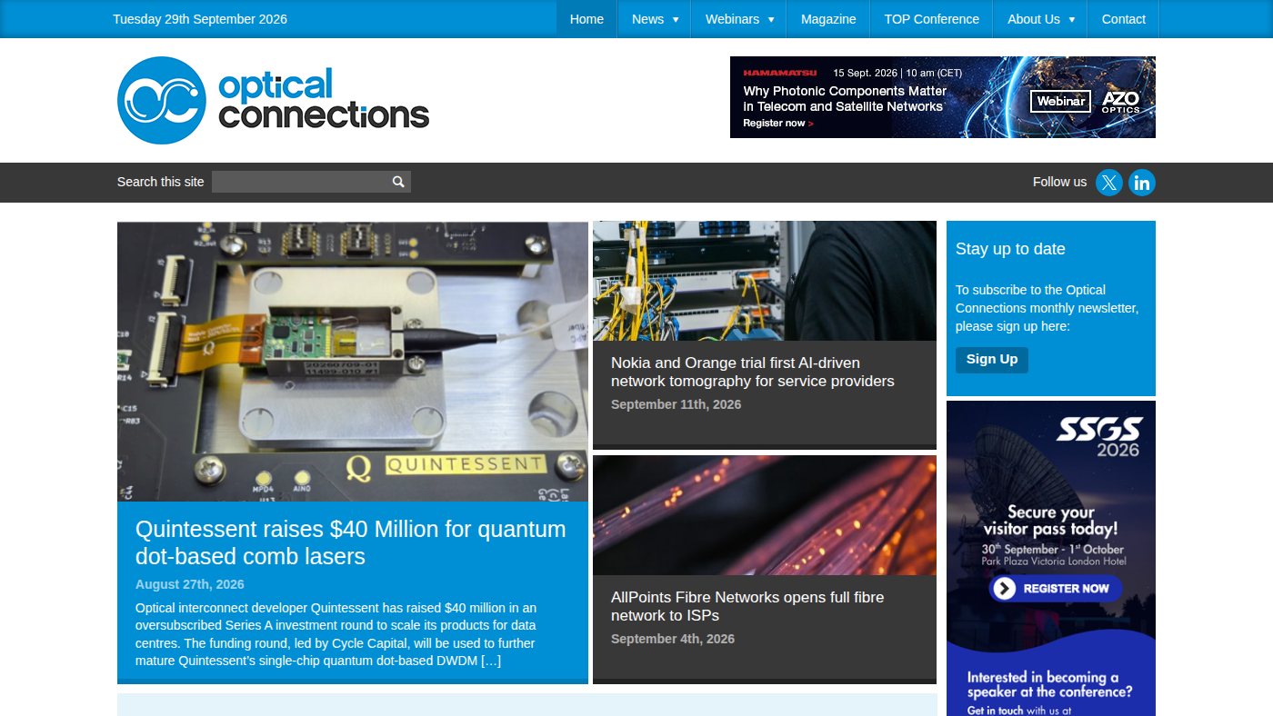 The home page of opticalconnectionsnews.com