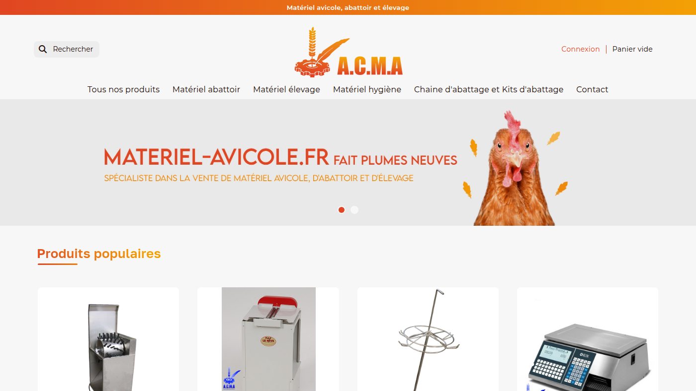 The home page of materiel-avicole.fr