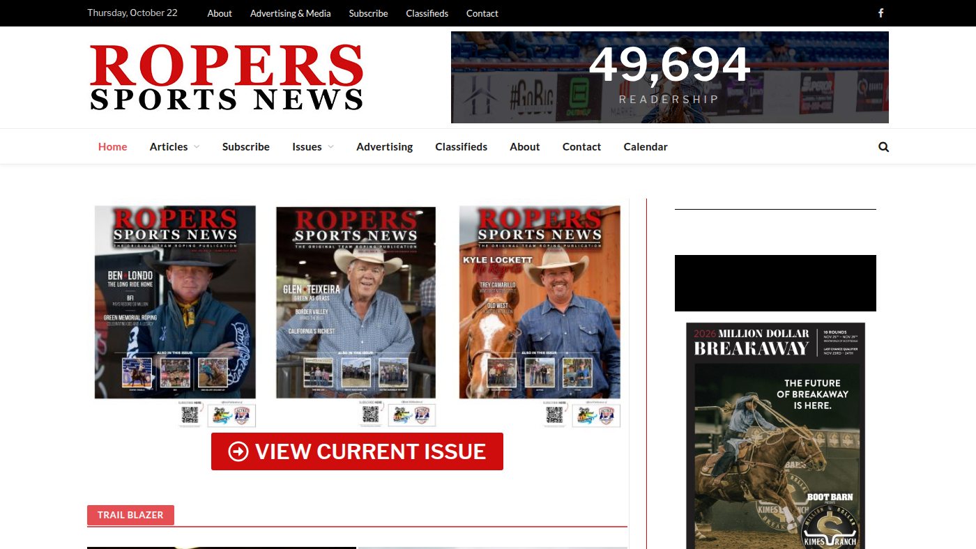 The home page of roperssportsnews.com