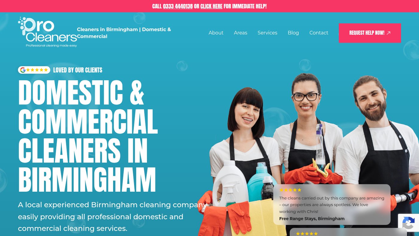 The home page of easycleanersbirmingham.co.uk