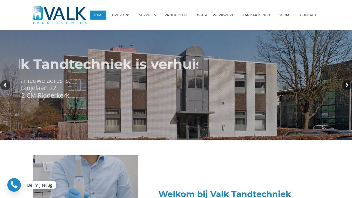The home page of valktandtechniek.nl