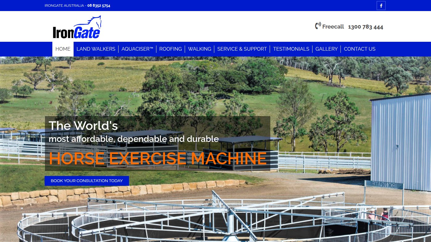 The home page of irongateaustralia.com.au