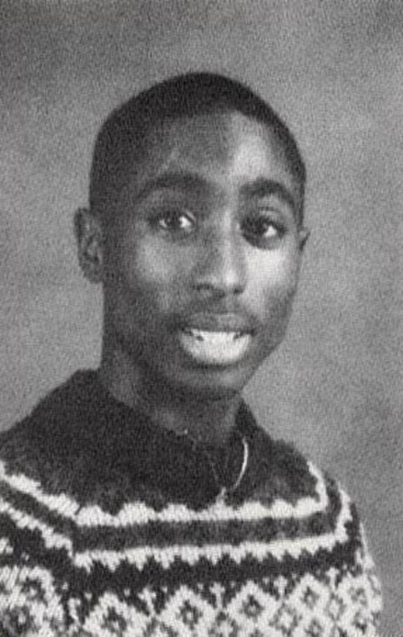 Foto do anuário da Baltimore School for the Arts de Shakur, 1988