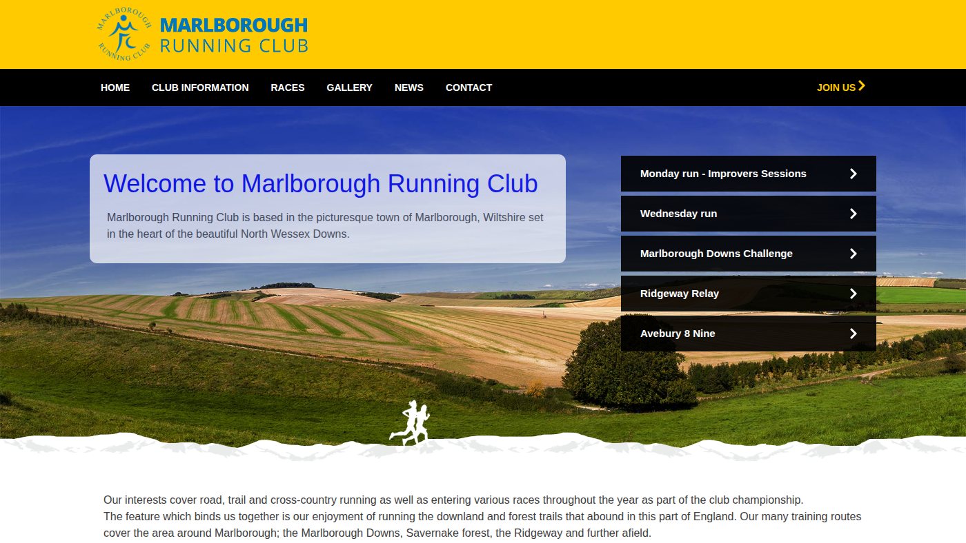 The home page of marlboroughrunningclub.org.uk