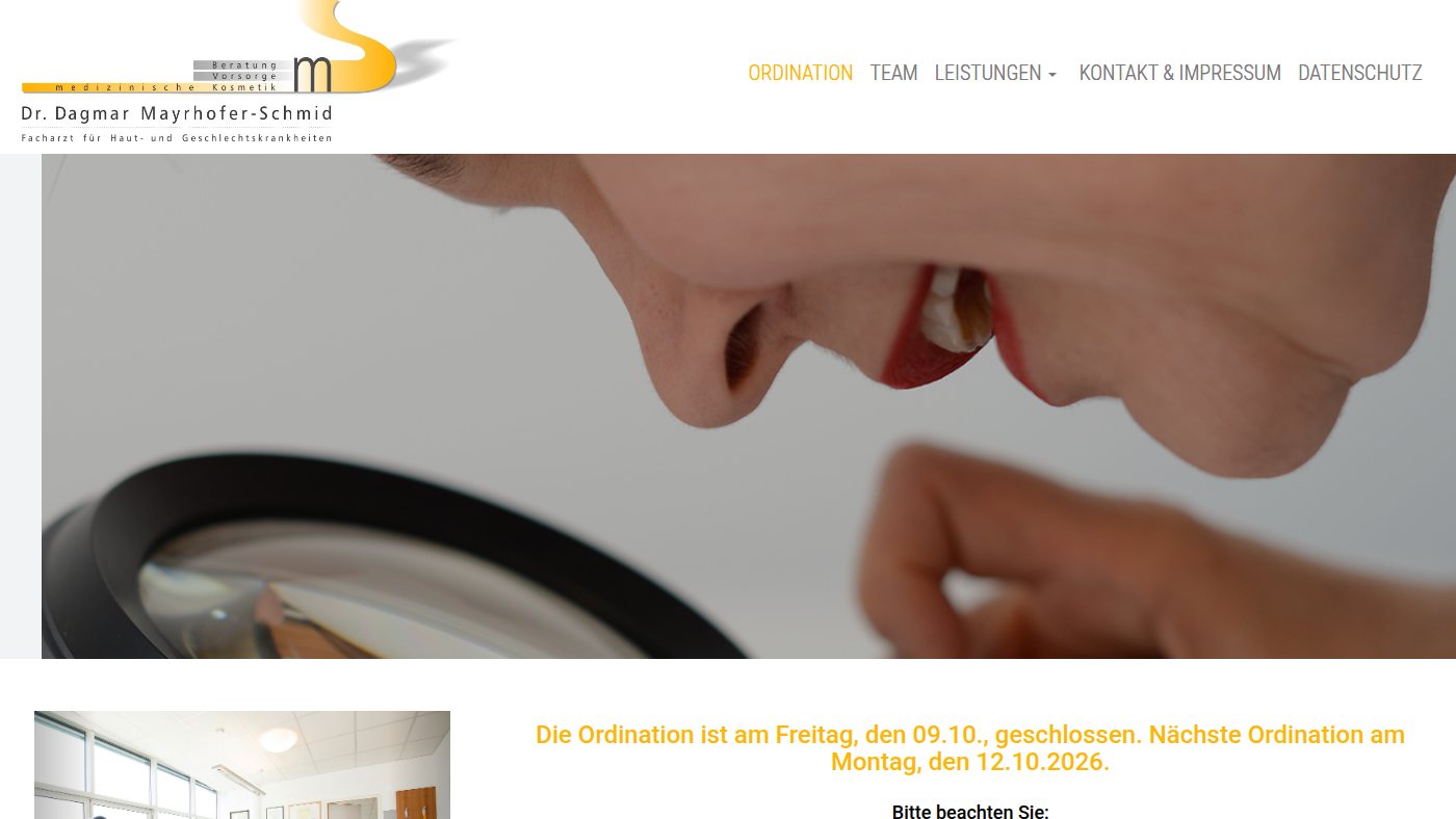 The home page of hautpraxis.co.at