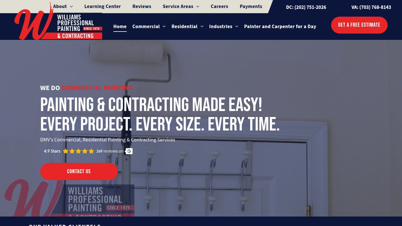 The home page of williamsprofessionalpainting.com